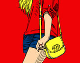 Dibujo Chica con bolso pintado por peiton
