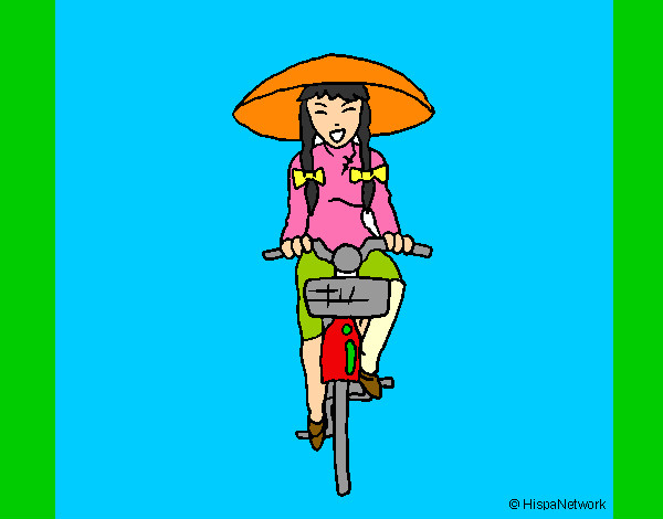 Dibujo China en bicicleta pintado por marilin
