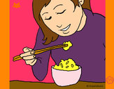Dibujo Comiendo arroz pintado por Zoe71