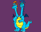 Dibujo Dragón con 2 cabezas pintado por ALEMURCIAS