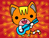 Dibujo Gato guitarrista pintado por Tkitina