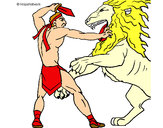 Dibujo Gladiador contra león pintado por VANESSO