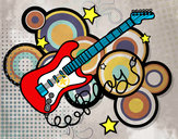 Dibujo Guitarra y estrellas pintado por Denz