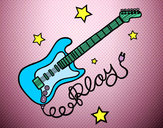 Dibujo Guitarra y estrellas pintado por rayadita