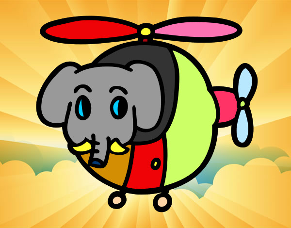 Dibujo Helióptero con elefante pintado por memitony0