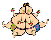 Dibujo Luchadores de sumo pintado por pelus