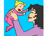 Dibujo Madre con su bebe 1 pintado por Antia11