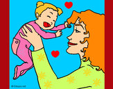 Dibujo Madre con su bebe 1 pintado por soniaraque