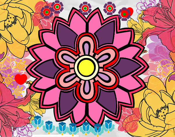Dibujo Mándala con forma de flor weiss pintado por allisan