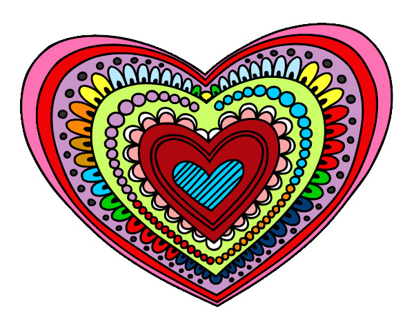 Dibujo Mandala corazón pintado por kiliantra