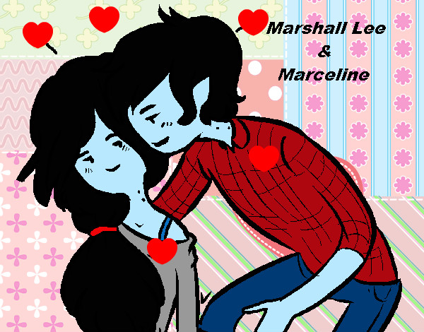 Dibujo Marshall Lee y Marceline pintado por NatyXD