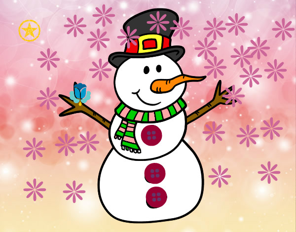 Dibujo Muñeco de nieve con sombrero pintado por malexandra