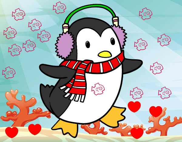 Dibujo Pingüino con bufanda pintado por geroaikasl