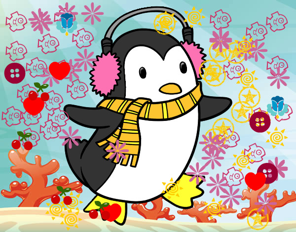 Dibujo Pingüino con bufanda pintado por geroaikasl