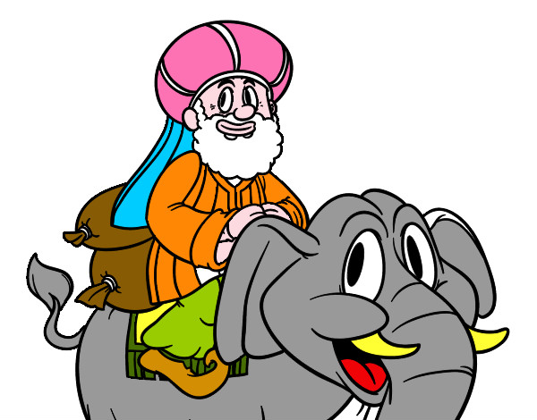 Dibujo Rey Baltasar en elefante pintado por Rafaelguti