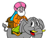 Dibujo Rey Baltasar en elefante pintado por Rafaelguti
