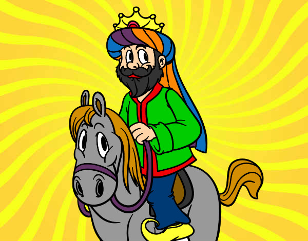 Dibujo Rey Gaspar a caballo pintado por mope