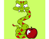 Dibujo Serpiente y manzana pintado por jornette