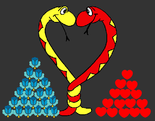 Dibujo Serpientes enamoradas pintado por hanniatron