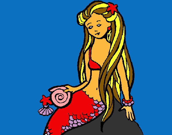 Dibujo Sirena con caracola pintado por liletgru