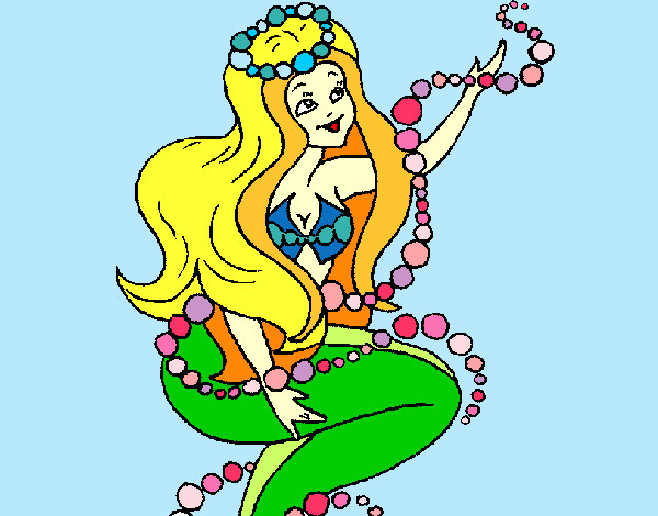 Dibujo Sirena entre burbujas pintado por feremi