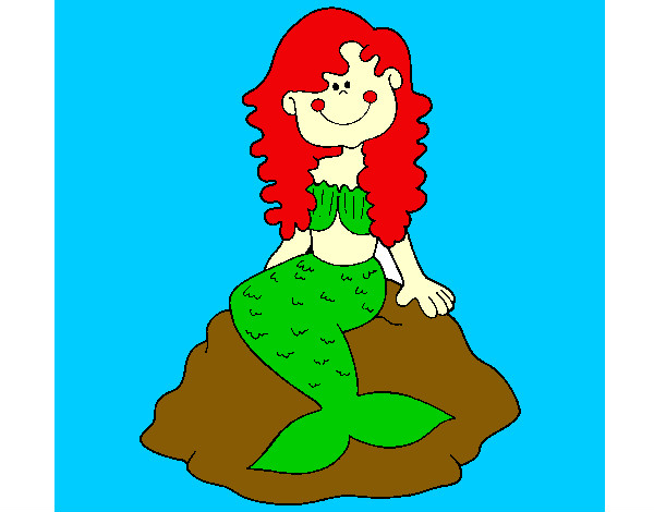 Dibujo Sirena sentada en una roca pintado por Clauu