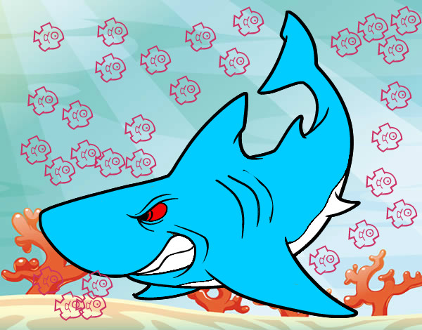 Dibujo Tiburón enfadado pintado por ALEMURCIAS