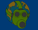 Dibujo Tierra con máscara de gas pintado por NatyXD