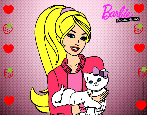 Dibujo Barbie con su linda gatita pintado por neykaris