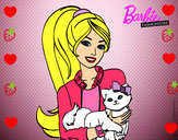 Dibujo Barbie con su linda gatita pintado por neykaris