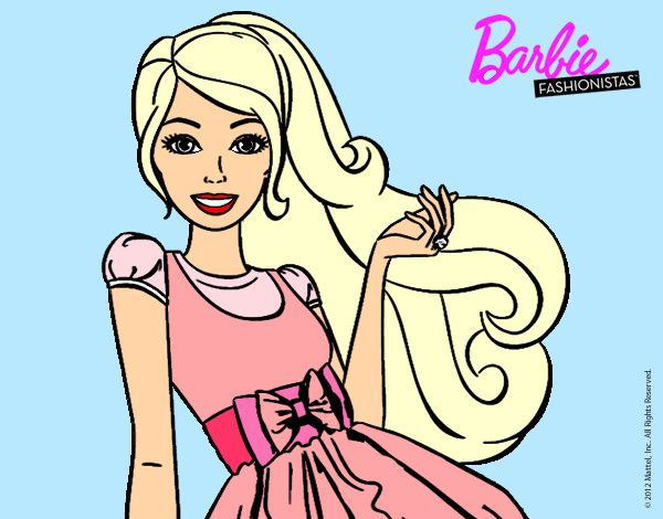Dibujo Barbie con su vestido con lazo pintado por irenee