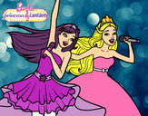 Dibujo Barbie y la princesa cantando pintado por martamr