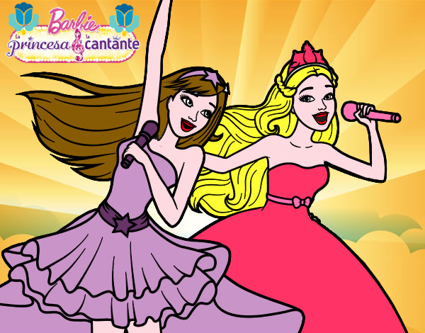 Dibujo Barbie y la princesa cantando pintado por Tododa