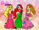 Dibujo Barbie y sus amigas vestidas de fiesta pintado por m0nserrar8