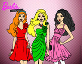 Dibujo Barbie y sus amigas vestidas de fiesta pintado por yulianis