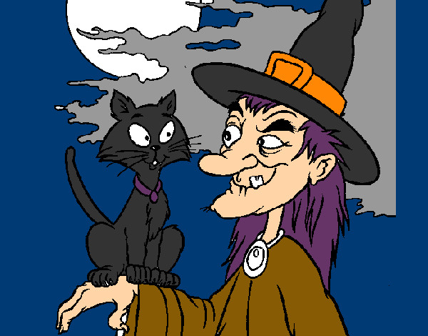 Dibujo Bruja y gato pintado por Blackgunne