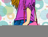 Dibujo Chica con bolso pintado por aylen120