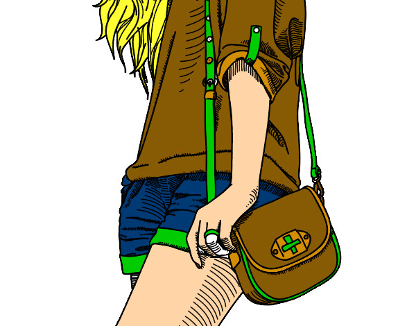 Dibujo Chica con bolso pintado por camii25