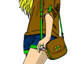Dibujo Chica con bolso pintado por camii25