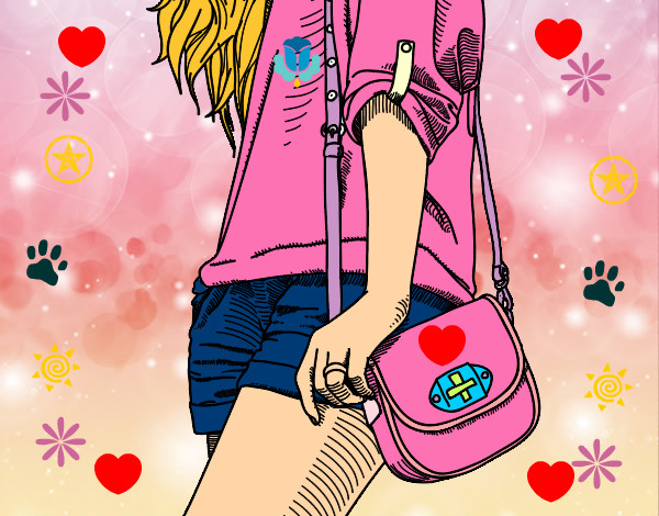Dibujo Chica con bolso pintado por emylse