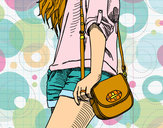 Dibujo Chica con bolso pintado por julianna