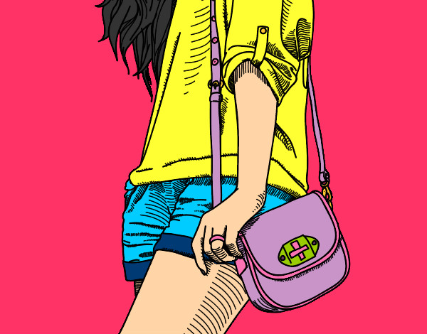 Dibujo Chica con bolso pintado por Vale11