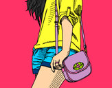 Dibujo Chica con bolso pintado por Vale11