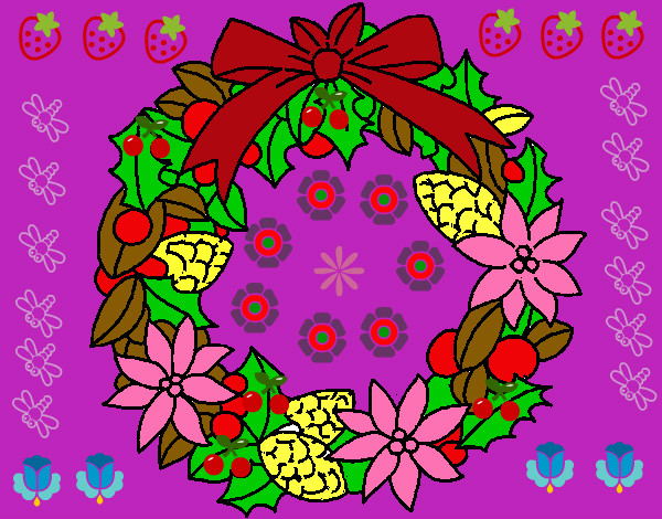 Dibujo Corona de flores navideña pintado por karolsofia