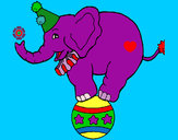 Dibujo Elefante encima de una pelota pintado por silviv