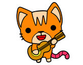 Dibujo Gato guitarrista pintado por Maxi6