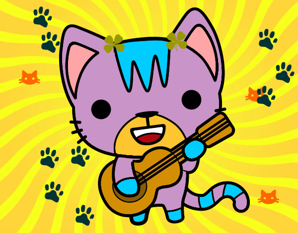 Dibujo Gato guitarrista pintado por Sofia00