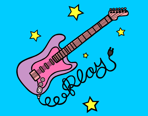 Dibujo Guitarra y estrellas pintado por skarled