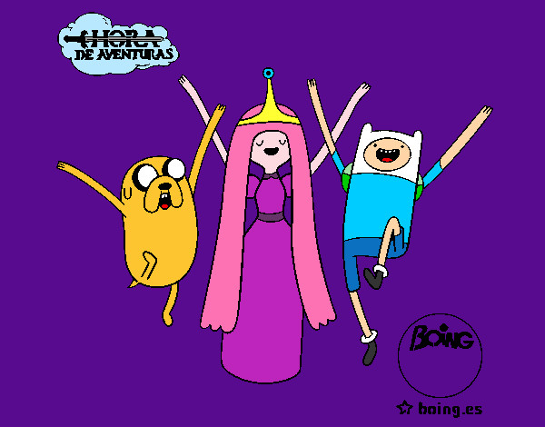 Dibujo Jake, Princesa Chicle y Finn pintado por AUDIACLA
