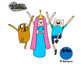 Dibujo Jake, Princesa Chicle y Finn pintado por MARCAGUADE